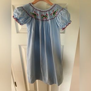 Blue candy cane smocked dress size 4t
